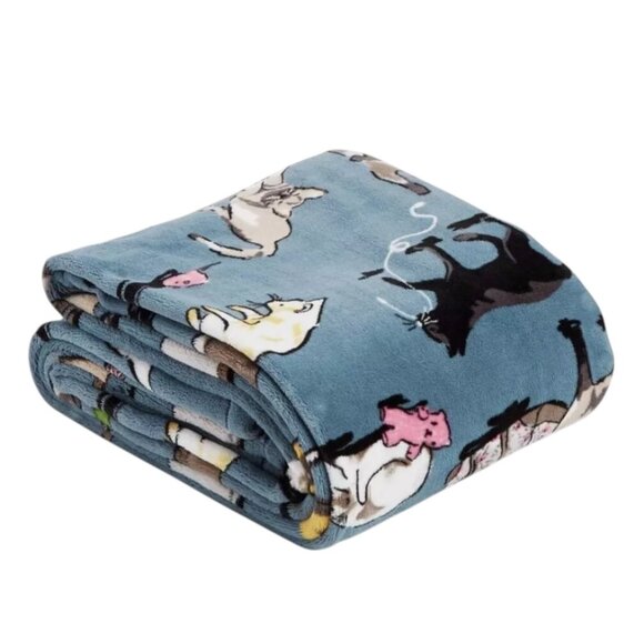 Vera Bradley Velvet Plush Throw Blanket Cat Lover Kitty Cats Kittens 80"x50" - Picture 4 of 4